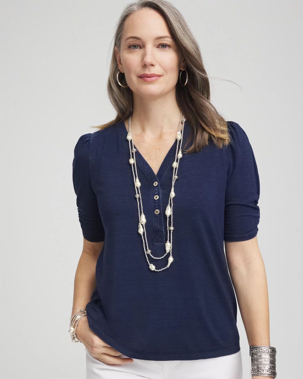 Malibu Vintage Henley Tee - Denim